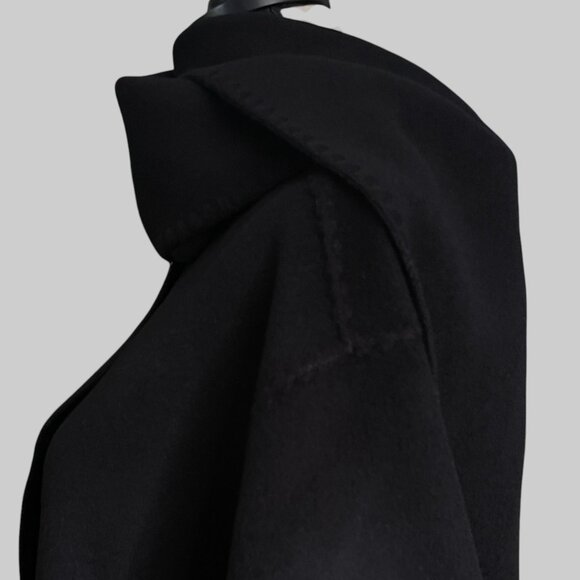 NEW Quince Double Faced Merino Wool Scarf Coat S Black - Picture 11 of 16
